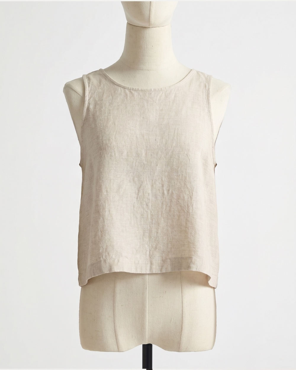 100% European Linen Cropped Tank